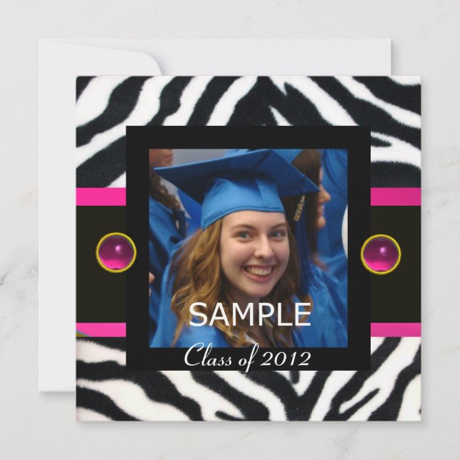 INVITATION GABARIT DE PHOTO EN MONOGRAMME FOURRURE ZÈBRE BLEU (Devant)