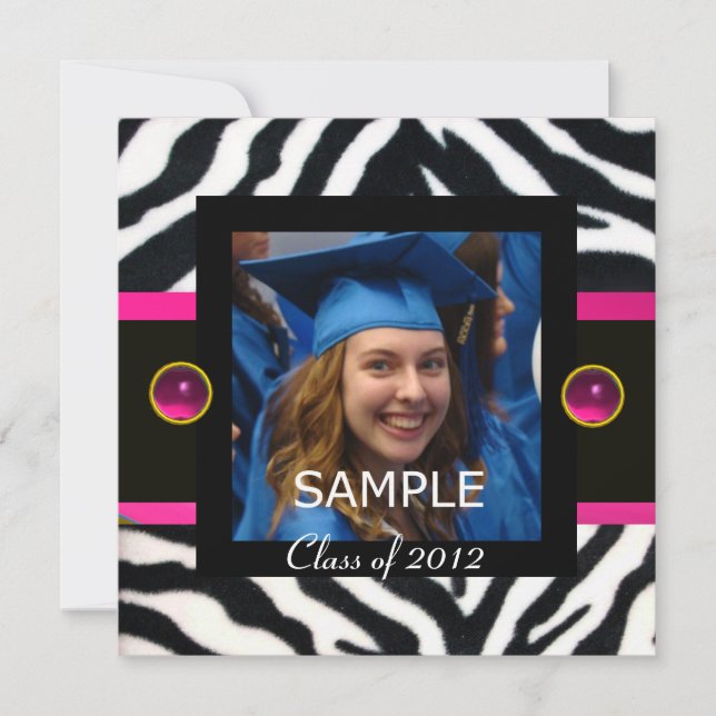 Invitation GABARIT DE PHOTO Monogramme FOURRURE ZÈBRE BLANC N (Devant)