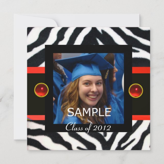 INVITATION GABARIT DE PHOTO MONOGRAMME FOURRURE ZÈBRE NOIR RO (Devant)