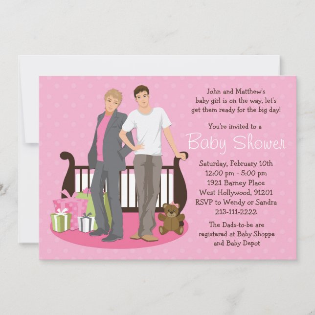 Invitation gaie de baby shower de papas pour la (Devant)