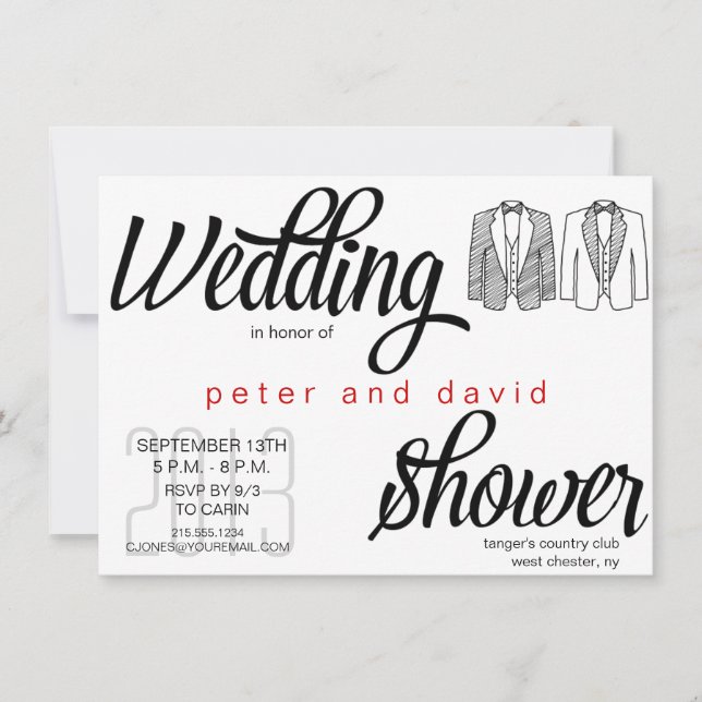 Invitation gaie de wedding shower de cravate noire (Devant)