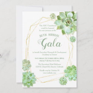 Invitation Gala de charité des succulents de cadre géométriqu