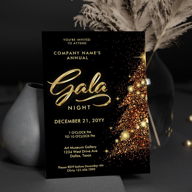 Invitation Gala de Gala de Gala Noir et Or (Créateur téléchargé)