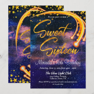 Invitation Galactique Lumière Sweet sixteen fête d'anniversai