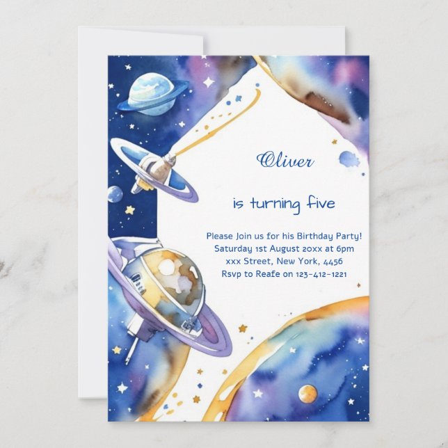 Invitation Galaxie moderne Astro Aventure Anniversaire (Devant)