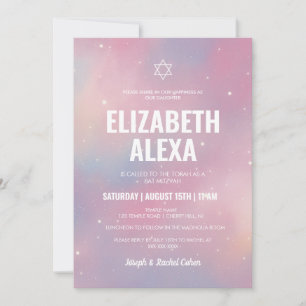 Invitation Galaxie moderne étoile de David Bat mitzvah