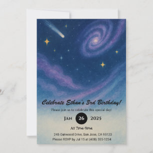 Invitation Galaxie torride et Star de tir Nuit Anniversaire