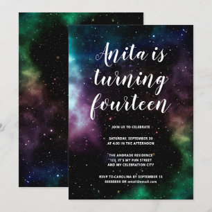 Invitation Galaxy Ados de fête d'anniversaire 14 Espace cosmi