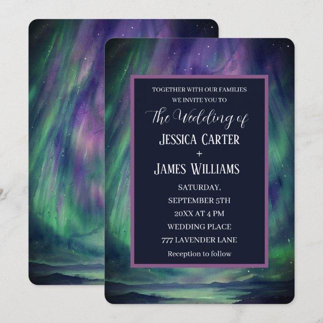 Invitation Galaxy Éclairage du Nord Étoiles célestes extérieu (Devant / Derrière)