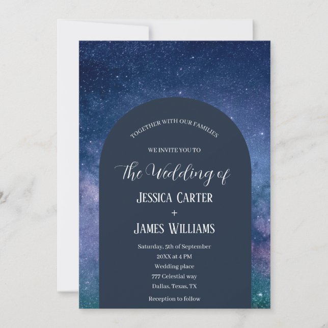Invitation Galaxy Starry Night Celestial Arch Mariage de l'es (Devant)