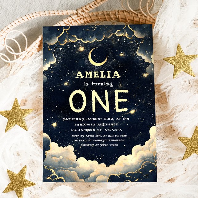 Invitation Galaxy Stars Celestial Baby First Birthday (Galaxy Stars Celestial Baby First Birthday Invitation)