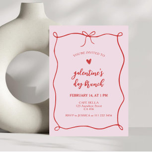 Invitation Galentines Café Brunch Bow Frame