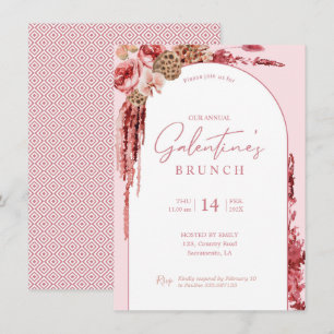 Invitation Galentine's Day Boho floral moderne rose Invitatio