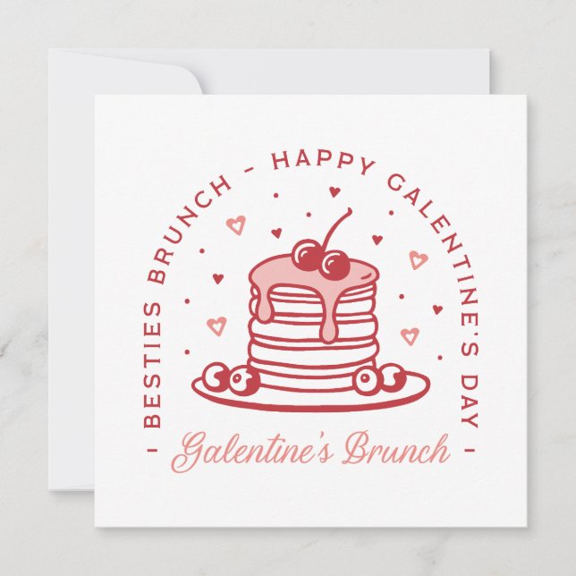 Invitation Galentine's Day rend brunch coquette esthétique (Devant)