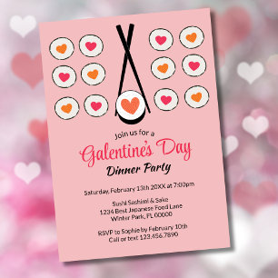 Invitation Galentine's Day Sushi Dîner de fête de la Saint-Va