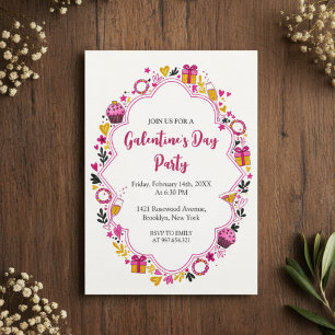 Invitation Galentines Décorative Cadre Ovale