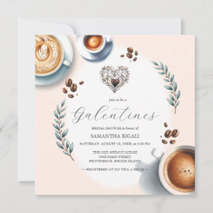 Invitation Galentines Fête des mariées café