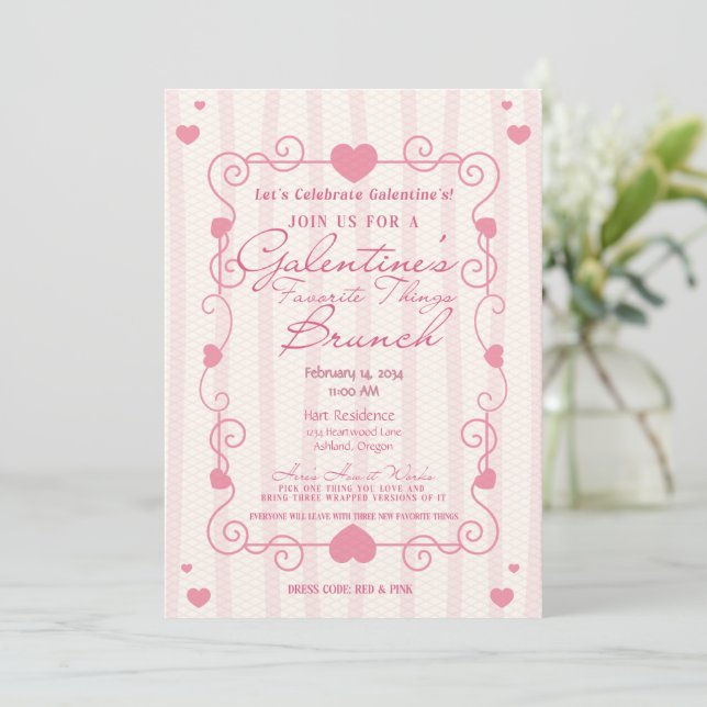 Invitation Galentines Jour Favorite Thèmes Brunch (Debout devant)