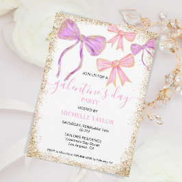 Invitation Galentines Parties scintillant de la fête du jour 