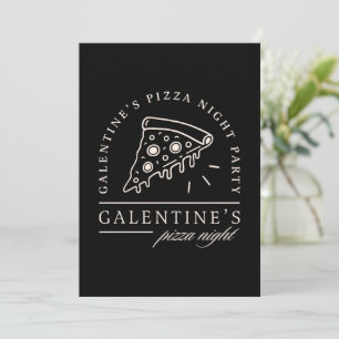 Invitation Galentines pizza nuit besties fête noir