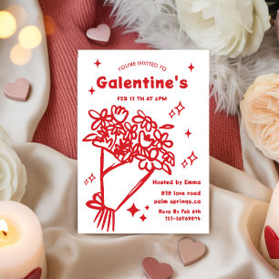 Invitation Galentines Saint-Valentin filles fête fantaisiste