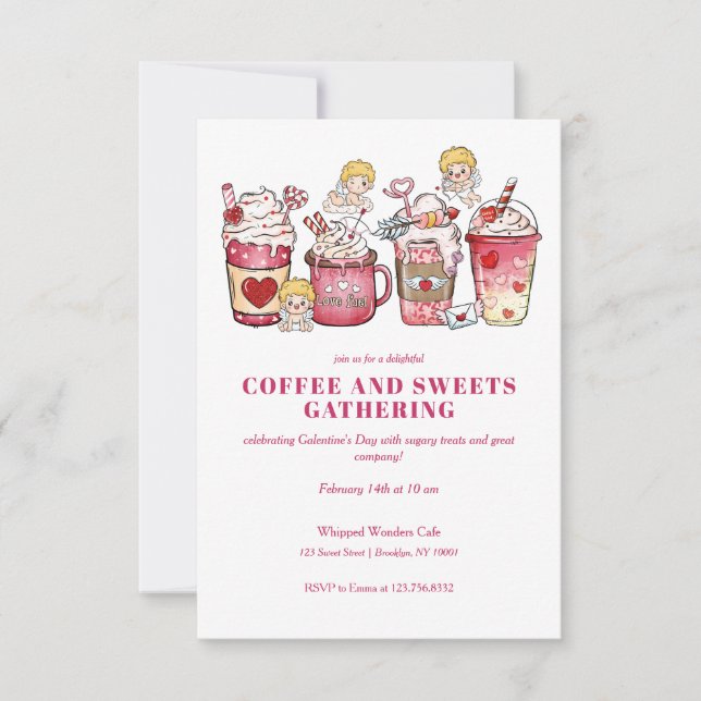 INVITATION GALENTINES VALENTINE'S DAY CUPID CAFÉ MUG SWEETS (Devant)