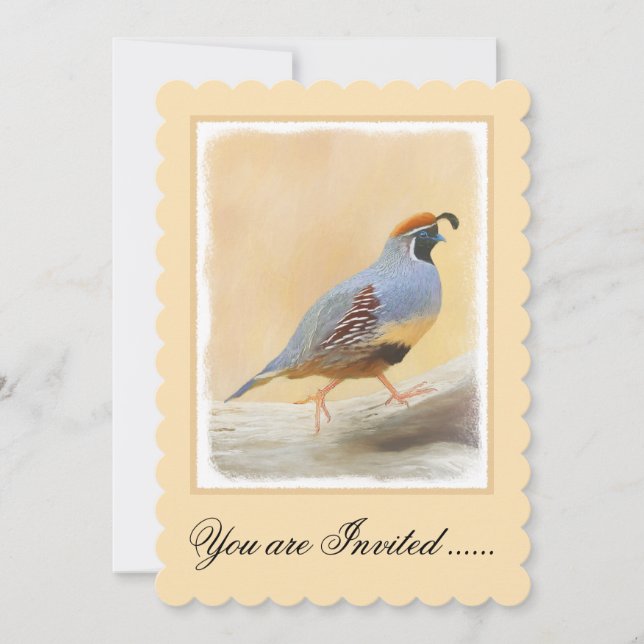 Invitation Gambrel's Quail Painting Original Bird Art (Devant)