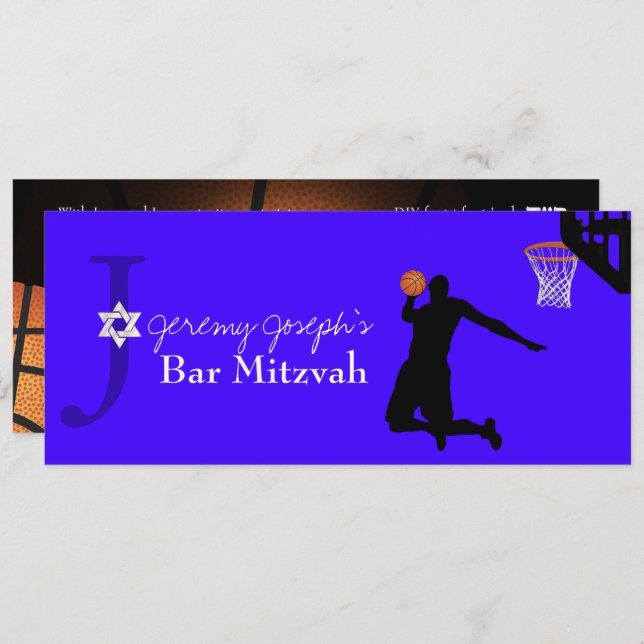 Invitation Game On! Basket ✡ Bar Mitzvah (Devant / Derrière)
