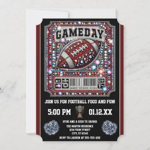 Invitation Gameday Bling Football Party Big Game Bowl Jeu