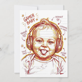 Invitation Gamer Baby Funny Gaming Art