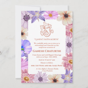 Invitation Ganesh Chaturthi Puja Floral