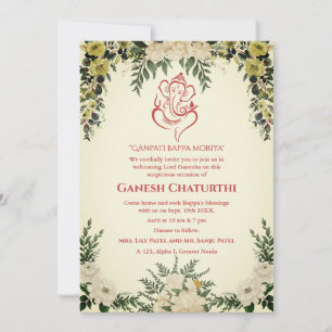 Invitation Ganesh Chaturthi Puja Floral
