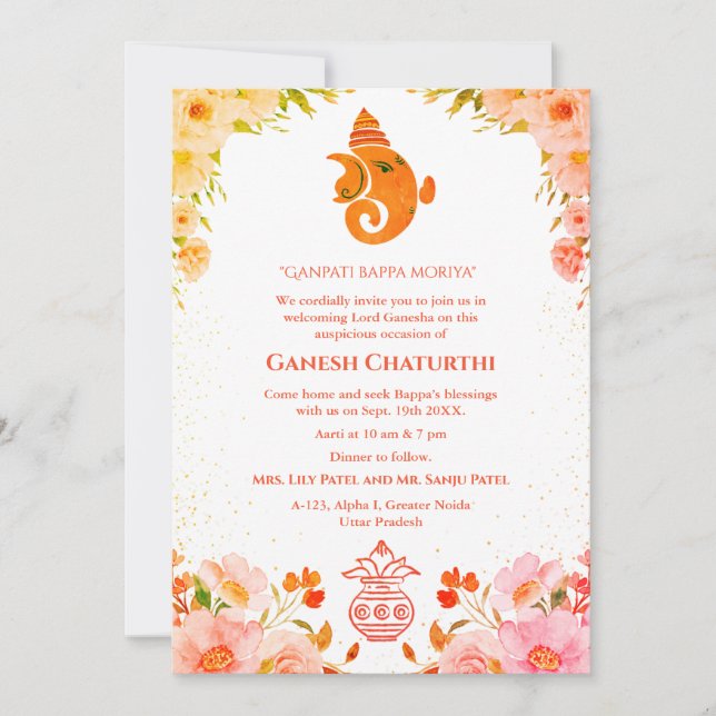 Invitation Ganesh Chaturthi Puja Floral (Devant)