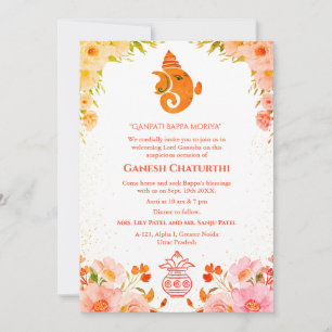 Invitation Ganesh Chaturthi Puja Floral