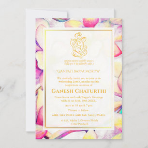 Invitation Ganesh Chaturthi Puja Floral