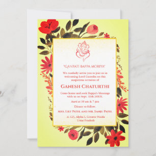Invitation Ganesh Chaturthi Puja Floral