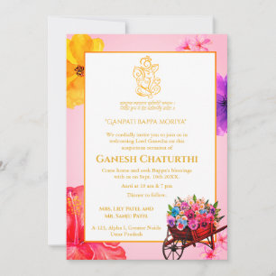 Invitation Ganesh Chaturthi Puja Floral