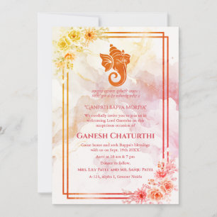 Invitation Ganesh Chaturthi Puja Floral