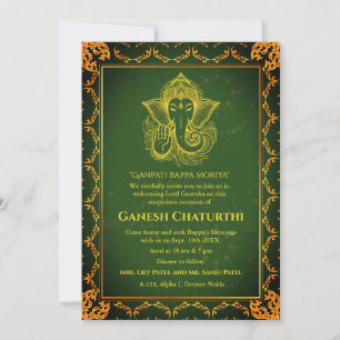Invitation Ganesh Chaturthi Puja Roya Eléments dorés