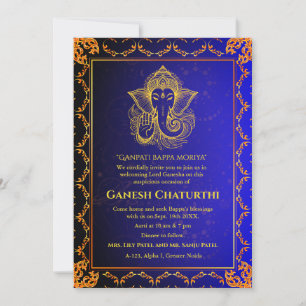 Invitation Ganesh Chaturthi Puja Roya Eléments dorés