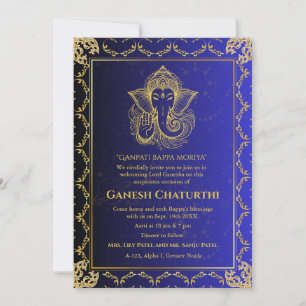 Invitation Ganesh Chaturthi Puja Roya Eléments dorés