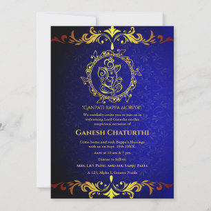 Invitation Ganesh Chaturthi Puja Roya Eléments dorés