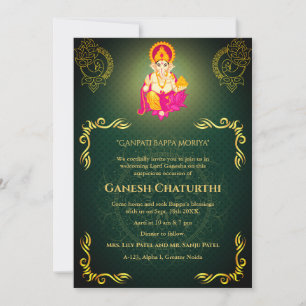 Invitation Ganesh Chaturthi Puja Roya Eléments dorés