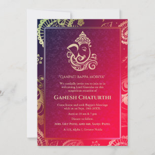Invitation Ganesh Chaturthi Puja Roya Golden Elements Invitat