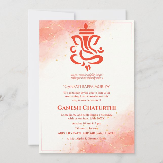 Invitation Ganesh Chaturthi Puja Sindoor Red (Devant)