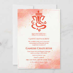 Invitation Ganesh Chaturthi Puja Sindoor Red