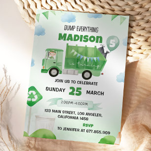 Invitation Garbage Truck 5e fête d'anniversaire