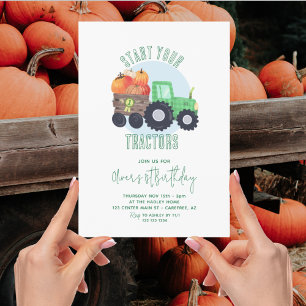 Invitation Garçon 1er anniversaire tracteur citrouille automn