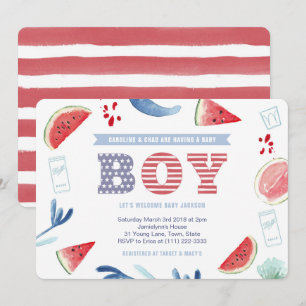 Invitation Garçon America Baby Shower Jack et Jill