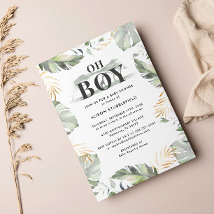Invitation Garçon aquarelle palmier girafe safari Baby Shower